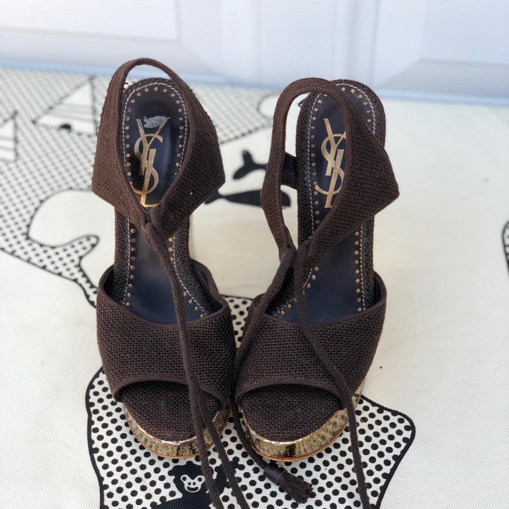 Authorities Ysl Rive Gauche Gold Wedge - image 2